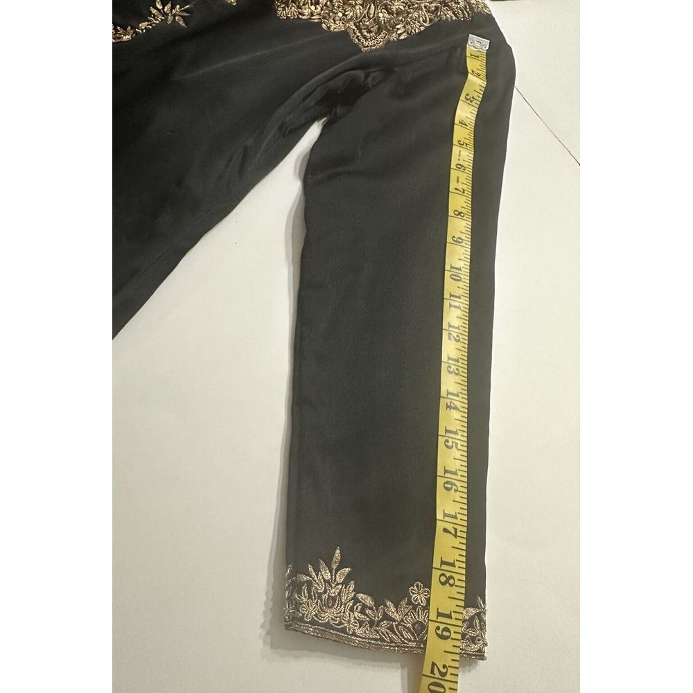Vintage Loveleen‎ India 100% Silk Dress Black Gold Embroidery Size 42 - Picture 10 of 12